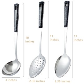 3-Piece,Stainless Steel Serving spoons set with Slotted Spoon, Serving Spoon and Perforated Spoon, soup ladle,kitchen cooking serving utensils set cooking spoon