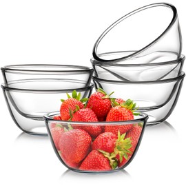 NUTRIUPS 6 Pack 24oz Glass Bowls Set for Cereal and Salad, Small Glass Bowls for Kitchen (5.4 inch)