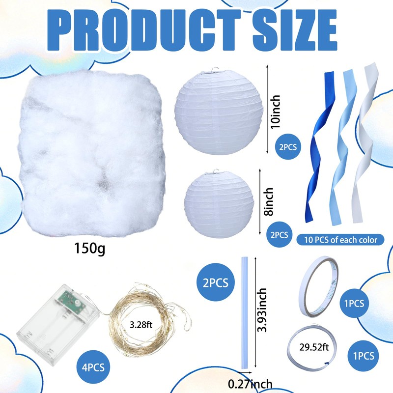 Lounsweer 43 Pcs Classroom Cloud LED Light 3D Sensory Cloud