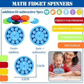 9pcs Math Fidget Spinner,Math Fact Fidget Spinners for Make Math Fun,Add Or Subtract Maths Fidget Toy,Double Sided Educational Number Spinner Math Game Toy for Kids Learning,School Classroom Prizes