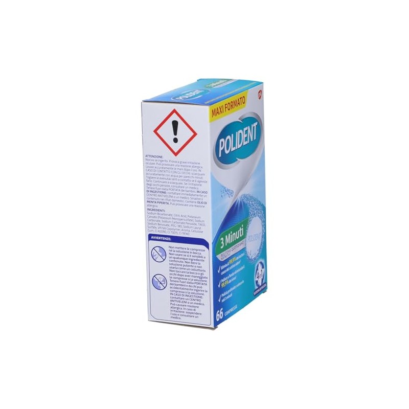 Polident 3 minuti, Pulitore per protesi, 66 compresse