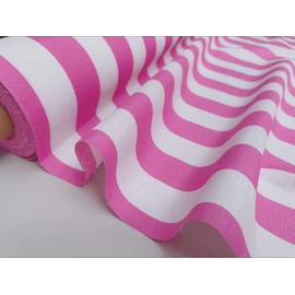 Teflon-Coated Outdoor Fabric – Pink & White Striped Waterproof Material for Cushions, Awnings, Canopy, Patio – 140cm Wide - Sold by The Metre