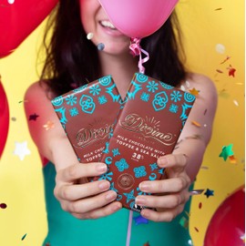 Divine Chocolate Bars - Milk Chocolate with Toffee & Sea Salt - Made with Fairtrade Cocoa, Natural Ingredients, No Artificial Flavors | 3oz. Bars (12 Pack)