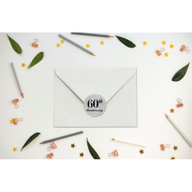 60th Anniversary Kisses Stickers, (Set of 216) Chocolate Drops Labels Stickers for 60 Wedding Anniversary, Party Favors Decor for Kisses. Made in USA