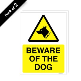 Pack of 2 Beware of The Dogs Sign Outdoor Gate (150 x 200 mm) Dog Sign Waterproof Stickers