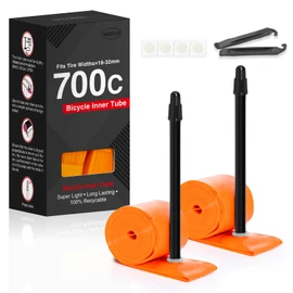 Bicycle TPU Tube, 700C x 18-32C, Ultra Lightweight, 1.2 oz (35 g), Foldable, Size 3.3 inches (85 mm), Presta Valve for Road Bikes/Cross Bikes, Set of 2, Includes Tire Lever