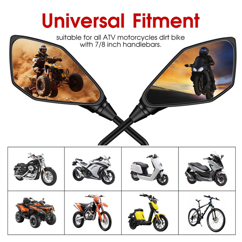 ATV Mirror, Motorcycle Side Rear View Mirrors for Bike Scooter