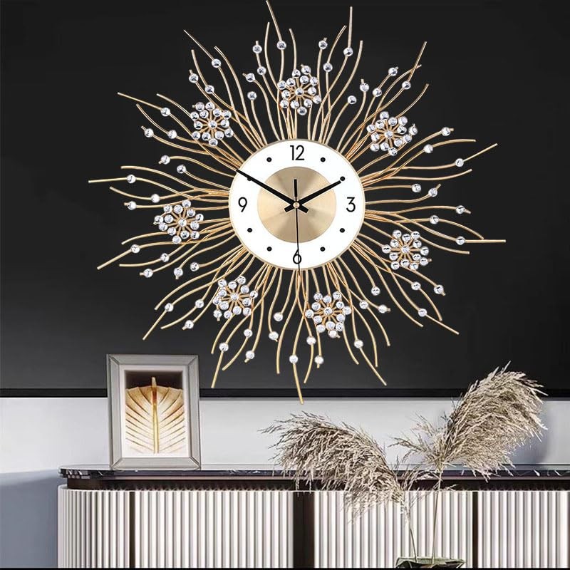 Large Wall Clocks, Silent Sunflower Shape Chic Decorative Wall Clock,