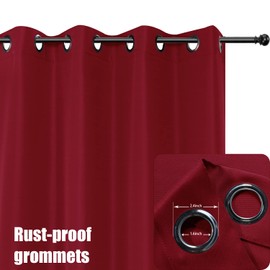 BONZER BONZER Outdoor Waterproof Curtains for Patio Wide Grommet Sunlight Blocking Outside Curtains for Gazebo, Porch, Pergola, Pavilion, 1 Panel, 110W x 84L inch, Red