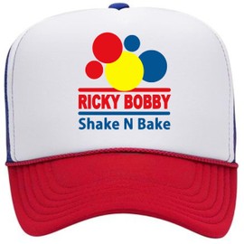Generic Ricky Bobby Racing Shake N Bake Foam Trucker Mesh Snapback Curved Bill Hat Cap Multicolored Printed, 0-8, White