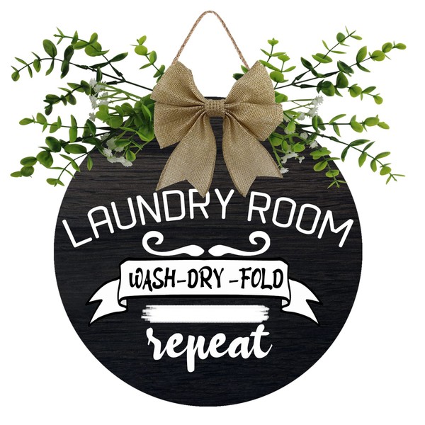 Laundry Room, Wash Dry Fold Repeat Wooden Sign,Housewarming Plaque Gifts