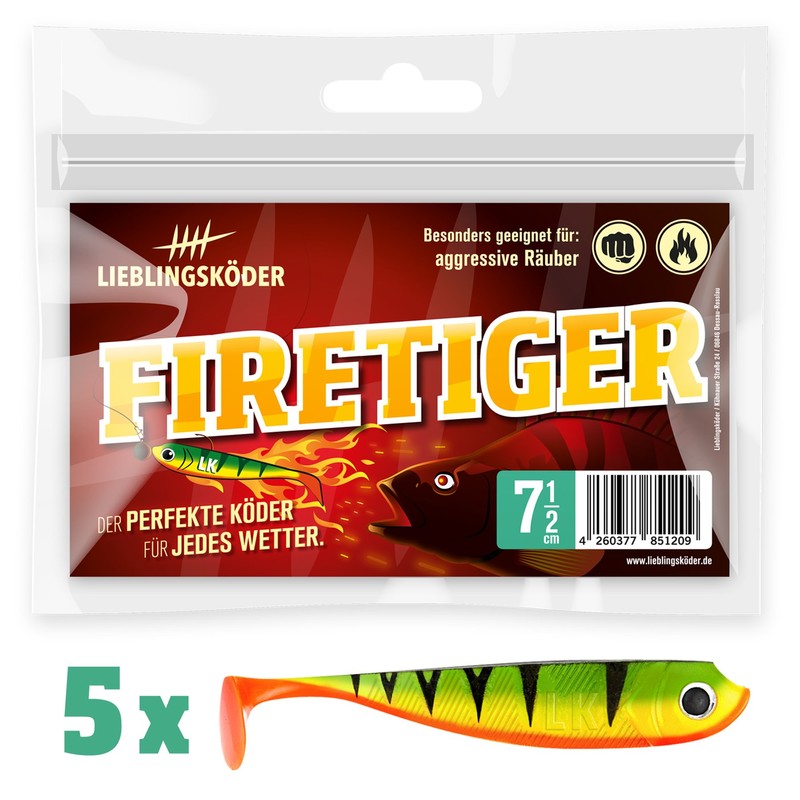 Lieblingsköder, 5 Rubber Fish for Zander Fishing, 7.5 cm, Zander