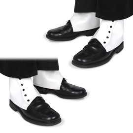 Beistle White Plastic Spats with Black Metal Snap Buttons, Fancy Dress Costume, Classic Mobster & Gangster Shoe Accessory for 1920’s Themed Parties, 2 Pairs