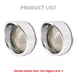 HDBUBALUS Chrome Turn Signal Light Visor Trim Ring Smoke Lens For Harley Touring Softail