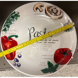 KLOC White Porcelain Pasta Serving Bowl 11in Vegetable and Herb KLOC With Label