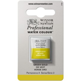 Winsor & Newton 8840179 Professional Watercolour Paint, Vivid Watercolours in Artist Quality, High Colour Brilliance & Luminosity, Non-fading, Archival Quality, 1/2 Bowl - Green Gold