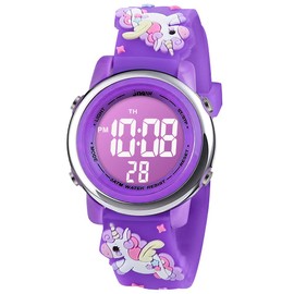 Vicloon Kids Watch, Toddler Digital Watch, Digital Watch LED Electrical Watches 7 Color Lights Watch Sport Outdoor with Alarm Stopwatch Unicorn Toys Gift for 6-12 Year Girls Children Wristwatch