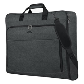 MATEIN Garment Bags for Hanging Clothes, Large Travel Suit Bag with Shoulder Strap for Business Trips, Foldable Luggage bag for Men Women, Wrinkle-Free Clothing Bags Suitcase for Traveling, Dark Grey
