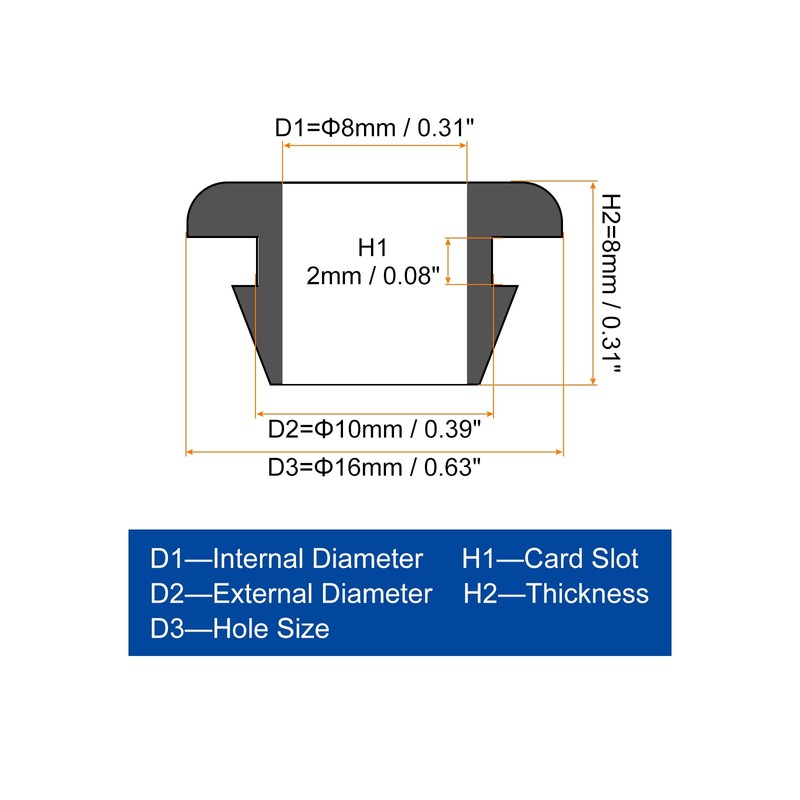 sourcing map 20Pcs Rubber Grommets 10mm Mount Dia, for 8mm