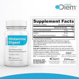 Omne Diem DAO 30,000 HDU - 60 Caps - Histamine Neutralizing Enzyme - Relieve Histamine Intolerance with Diamine Oxidase - The Original Tested DAO Enzyme Supplement