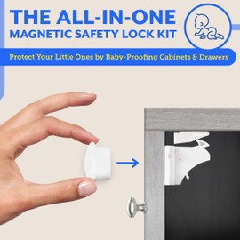 Cupboard Locks for Children - 20 Locks + 3 Keys Magnetic Safety Baby Proofing Cabinet Locks for Cabinets Drawers Doors - Easy Installation No Tools Required