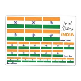 A5 Sticker Sheet India Flag Vinyl Stickers - Indian Flags Travel Holiday World Geography School Labels Scrapbooking 5cm | 3cm | 2cm #81454
