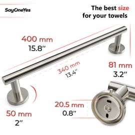 16 Inch Bathroom Towel Bar Brushed Nickel – SUS304 Stainless Steel Wall Mounted Towel Rod, Rustproof Hand Towel Bar, Modern Bathroom Towel Rack, Towel Racks for Bathroom Wall Mounted