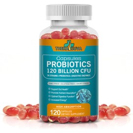Probiotics 120 Billion CFU-36 Strains + Organic Prebiotics + Digestive Enzyme + Natural Whole Food Supplement for Ultimate Gut Health Support- 120 Softgels 60 Day Supply