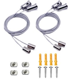 4 Piece Rope Suspension Set, Wire Ropes Hanging Set Mounting Steel Cable, Each Rope 1 m Galvanised Steel 1.5 mm Thick 20 kg Load Capacity for Lamps, Hangers, Advertising Light Boxes