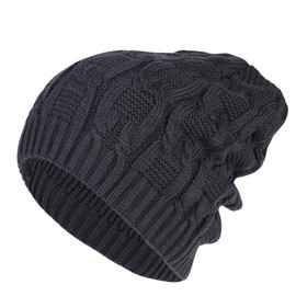 Women Men Knitted Beanie Hat Black Grey Slouch Beanie Hat Warm Winter Skullies Beanies Hat Skull Cap Wool Crochet Knit Hat Braided Ski Snowboarding Hat Outdoor Sport Hat for Hiking Camping Cycling