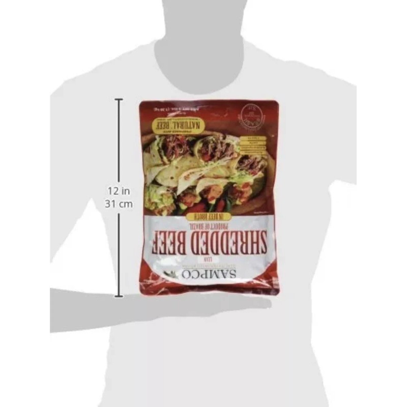 SAMPCO Lean Shredded Beef W/Broth 3lb Pouch Fully Cooked All