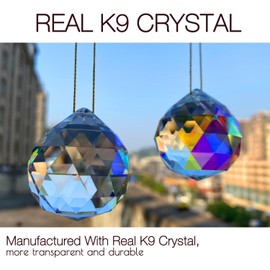 2PCS 40mm Ball Crystal Sun Catcher Prisms, STINO Hanging Suncatchers with Glass Prism, Rainbow Maker for Windows, Balcony, Kitchen, Garden Decoration (G# Color Ball 2PCs)