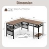 COSTWAY L Shaped Desk with Charging Station, 55” Reversible Corner