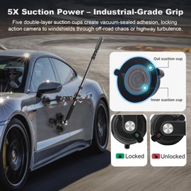 Mechrig Suction Cup Car Mount Kit for Insta360 X5/X4, Suction Cup Camera Mount with Telescopic Rod & Magic Arm & Clamp, Suction Camera Holder for Panoramic Shooting/Drone Perspective (SY024)