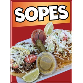 Sopes Decal Window Sticker Mexican Food Truck Concession Vinyl Restaurant Mexican Food Sign (18" x 14")