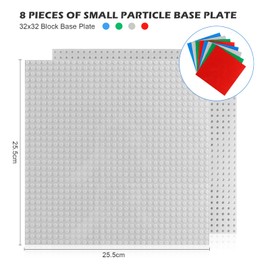 VFANDV Plate Set Building Plate, 8 Pieces Building Plate Base Plate Plastic 25 x 25 cm Building Plate for Classic Building Blocks Set Building Plate Compatible with Most Green, Blue, Grey, Pink Base