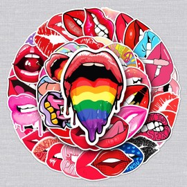 Lip Sticker Set 50 Pieces Cute Decoration for Car Laptop Skateboard Bicycle Moped Motorcycle Bicycle Computer Suitable for Adults Children