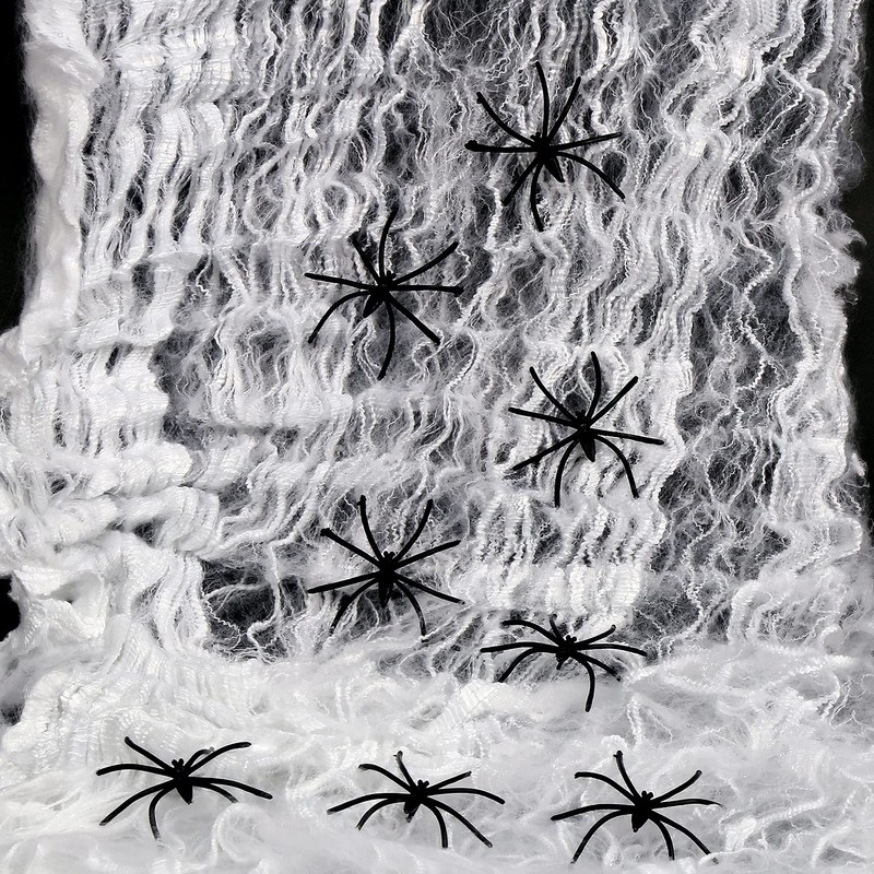 VEYLIN 60g Halloween Spider Web Decoration, with 30pcs Fake Spiders,