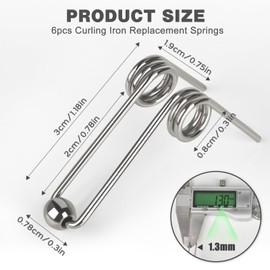 6 Pcs Hair Curling Torsion Spring Double Curling Iron Replacement Springs Diameter 1.3 mm/0.05 inch Length 30 mm/1.18 inch Perm Rods Stainless Steel Hair Curling Accessories