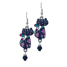 Black Cat Earrings - Cute Cat Earrings - Kawaii Earrings - Cat Lovers Earrings - Enamel Cat Earrings - Christmas Gift - Birthday Gift - Easter gift - Gift Earrings - Cat Lovers Gift - Cat Jewelry