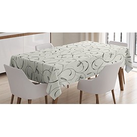 Ambesonne Gris Mantele, Remolino del Estampado de Flores y Rizos, Resistente al Agua Lavable Colores No Destiñen Personalizado, 52" X 70", Gris