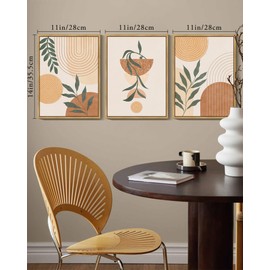 KUVIOKE Brown Boho Wall Art Framed Botanical Mid Century Modern Wall Painting Neutral Bohemain Sage Decor for Farmhouse Living Dining Artwork 11x14in (Natural Framed)