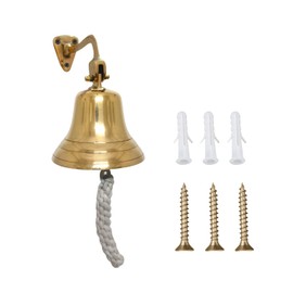 Fenzo Last Order Bell, Traditional Wall Mounted Hanging Door Ship Brass Bell with Durable Rope, Loud Sound, for Sleigh, Playhouse, Boat, Home Bar Pub (5 Inch)