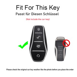 TECART Intelligent Car Key Case Key Case Fits BYD Atto 3 Han Tang Song Pro-DM-i Yuan Qin Seal Dolphin Leather Key Protector Key Fob Cover Protective Case 4 Buttons Black