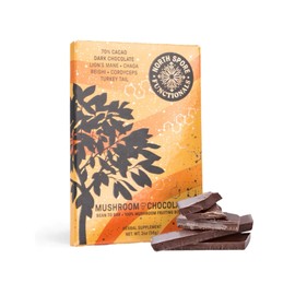 Organic 5 Mushroom Blend 70% Dark Chocolate Bar | Functional Mushroom Supplement | 100% Fruiting Body Extracts | Lion's Mane, Chaga, Reishi, Cordyceps, and Turkey Tail