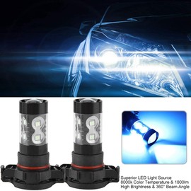 KIMISS H16 5202 Bombillas de faros LED, 2 piezas 8000K Azul hielo 100W 20LED Bombillas de faros Kit Faros antiniebla Lámpara de conducción de automóviles
