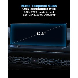 WEIPIN For 2023~2026 Honda Accord (Sport/EX-L/Sport-L/Touring) Screen Protector 12.3 Matte Anti-Glare Tempered Glass Touchscreen *1 Accessories 9H Hardness Glass - No More Fingerprint