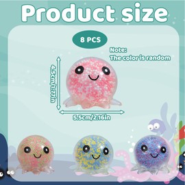 8 PCS Squishy Stress Balls, Octopus Fidget Toys for Adults and Kids, Squishy Toys, Squishy Fidget Balls for Stress Relief and Focus Enhancement, Portable and Durable Squeeze Toys