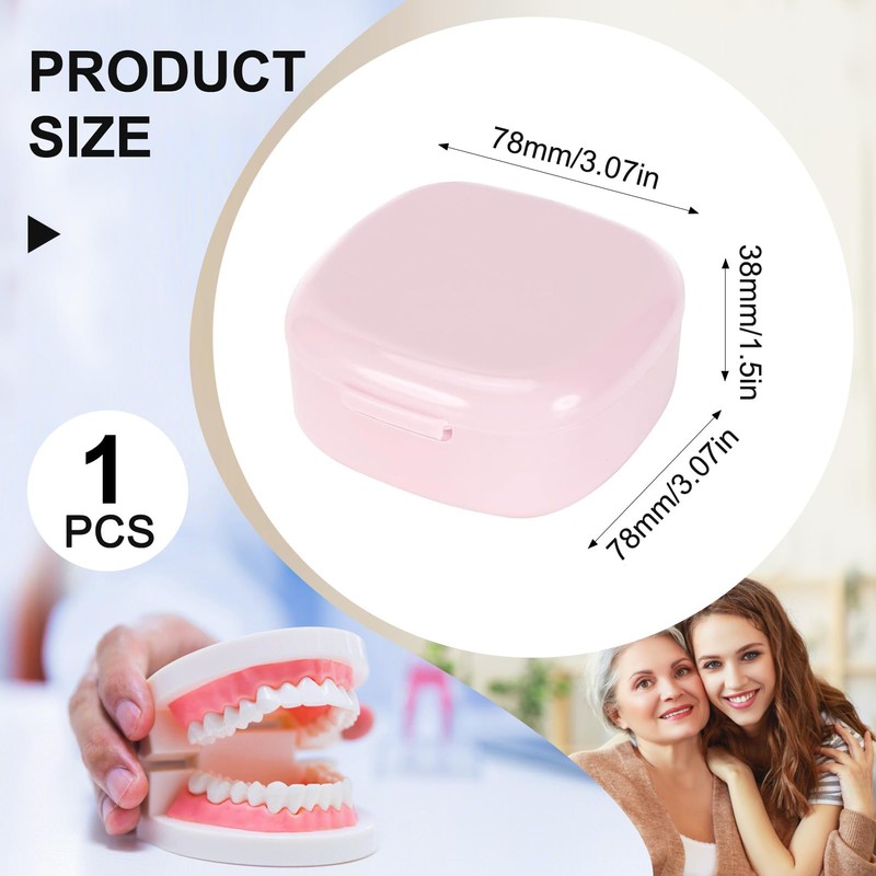 Denture Box with Strainer, Portable Denture Box Cover, Braces Box,