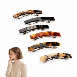 MYHOGOOD 6PCS French Barrette Hair Clips, Hair Slides for Women, Tortoise Shell Hairs Clasps, Delicate Hairs Accessories for Girls Women, 7.5cm